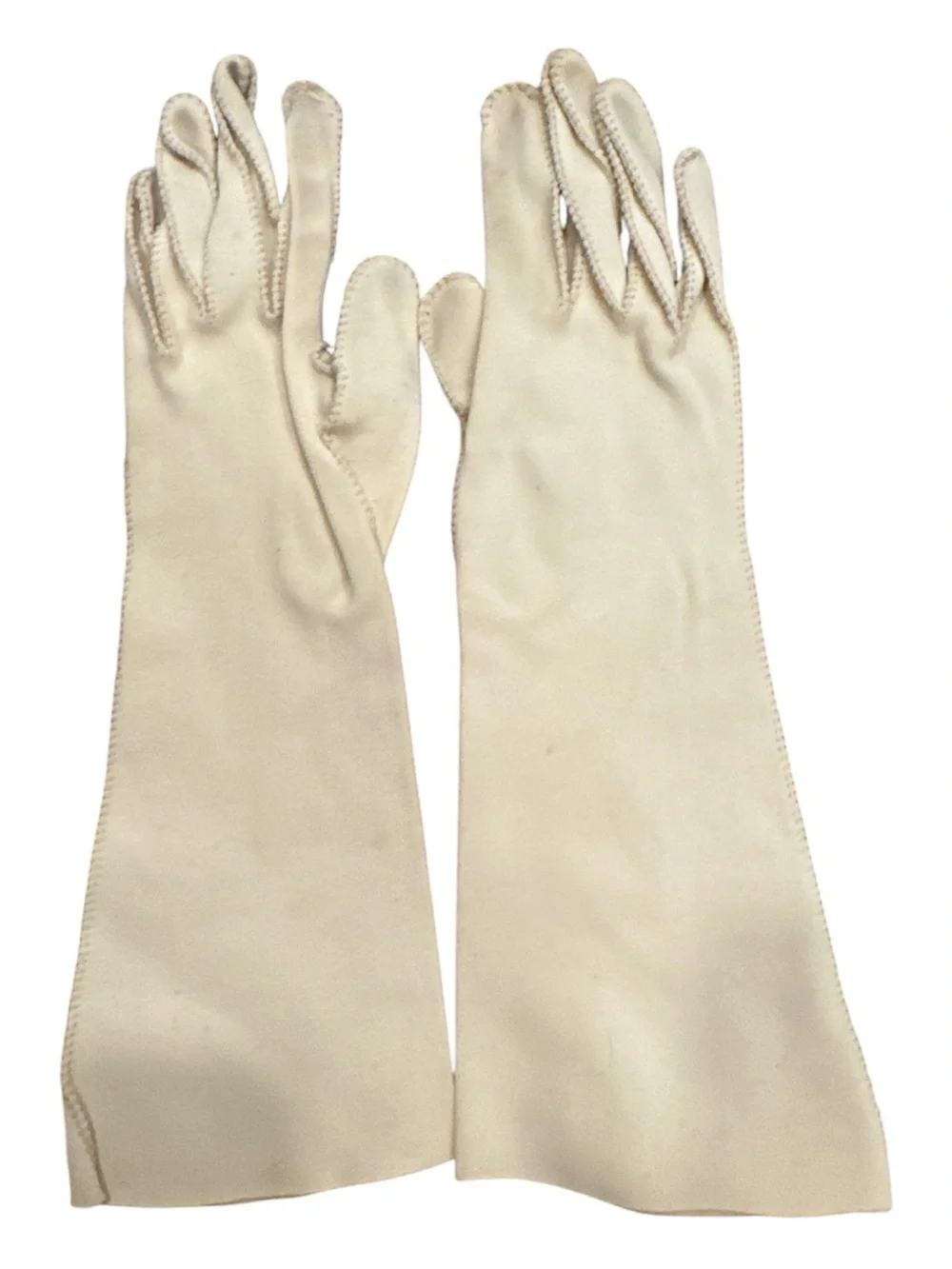 Vintage 1950s Crescendoe Mid-Length Gloves Size 6.5 cream Ivory Chamois 13”